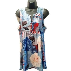 - - LOVEU DEAR FLOWERED SLEEVELESS TOP